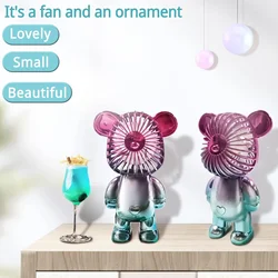 New USB Mini Cute Cartoon Bear Fan Wind Power Handheld Portable Fan Convenient Home Office Outdoors Small Fans Gifts