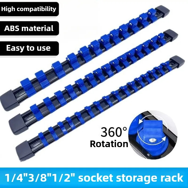 1pc 360° Swivel Socket Organizer 1/4 3/8 1/2 Premium Quality Socket Clip Rail Holder Socket Sliding Stand Sleeve Rail Rack Tools