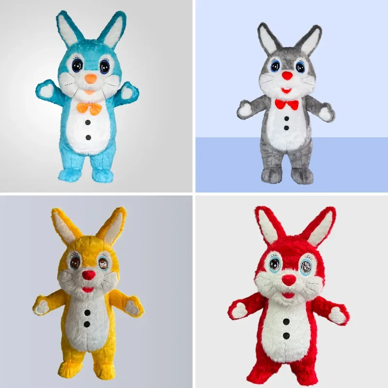 Giant Rabbit Inflatable Costume Red Yellow Blue Nine Color Rabbits Mascot Costume Party Cos Plush Doll Inflatable Mascot Costume