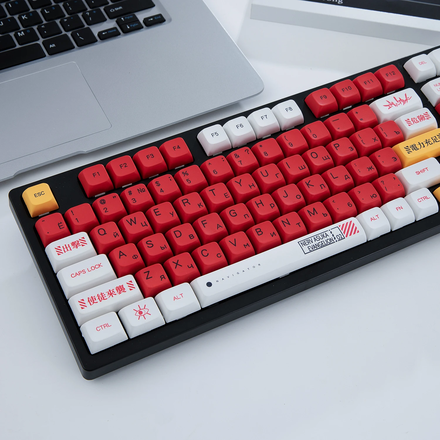 

EVA02 Russian Keycaps Red EVA Second Machine PBT Sublimation XDA Profile XDA Height DIY Ball Cap Mechanical Keyboard Key Cap