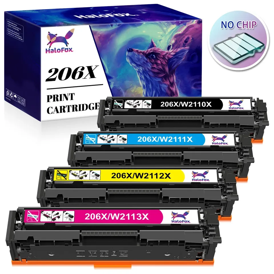 4 Pack W2110X No Chip Toner Compatible for HP 206X LaserJet Pro MFP M283 M255