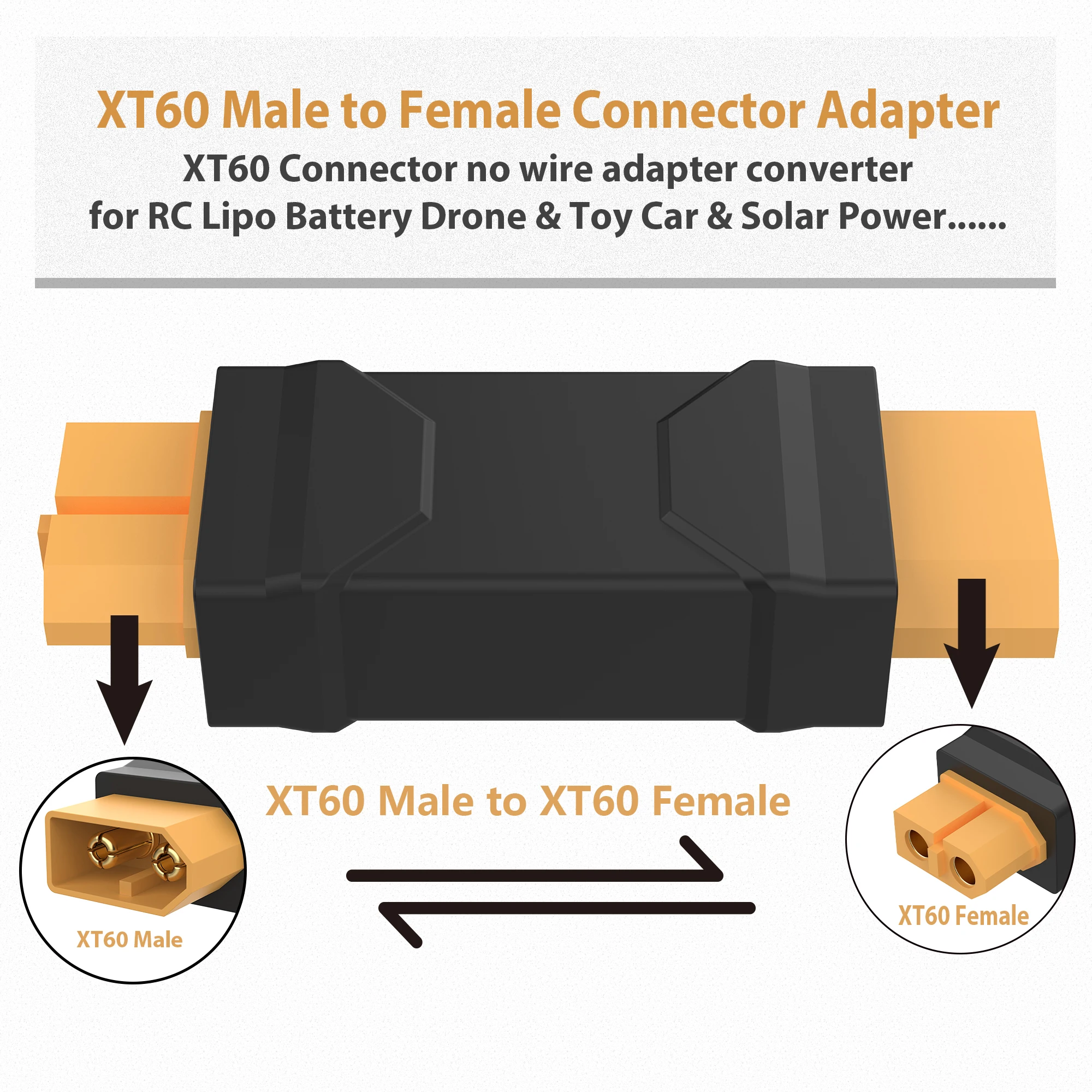 XT60 Male/Female to XT60 Plug Female/Male Adapter Converter Connector For RC Toys Radio-Controlled Car Remote Control Aircraft