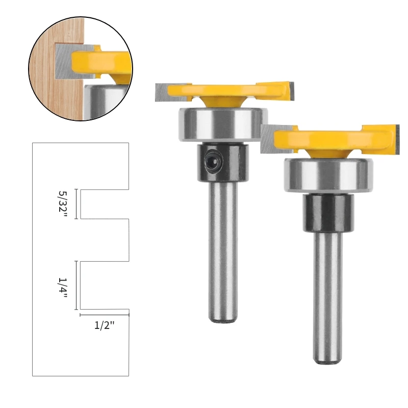 YUSUN T Type Bit With Bottom Bearing Router Bit Woodworking Milling Cutter For Wood Bit Carbide Cutters Face Mill End Mill