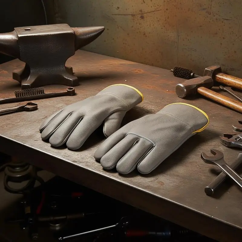 Top Grain Cowhide Spark Proof Welding Gloves Heat Insulation Anti-Slip Safety Work Gloves for Construction Welding Jobs
