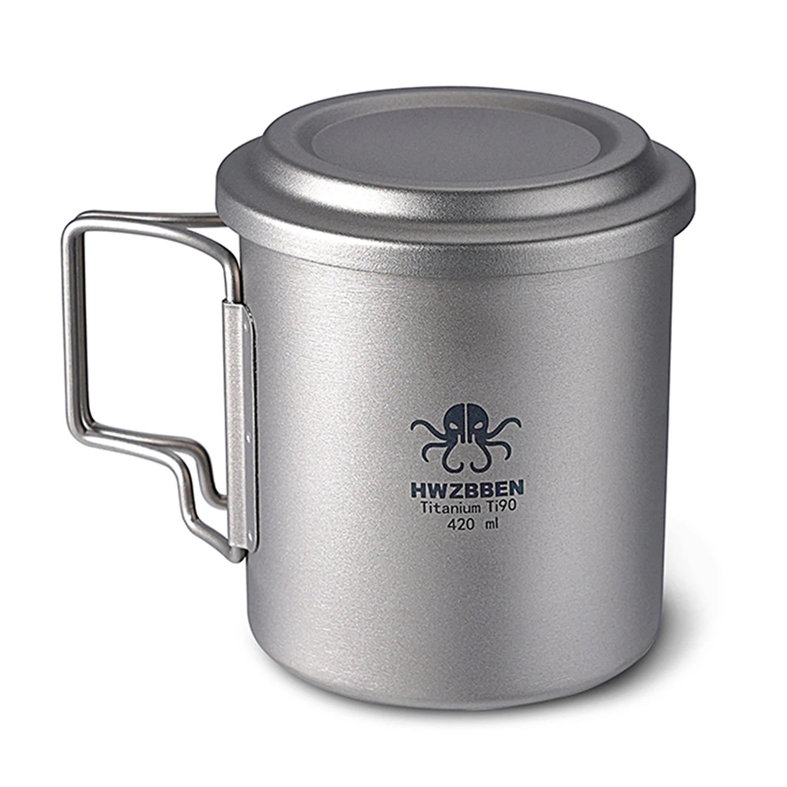 HWZBBEN Titanium Tea Cup with Folding Handle Outdoor Camping Tea Maker Mug with Tea Strainer 420ml