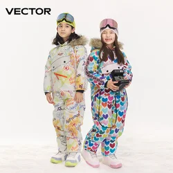 VECTOR Thick Children One-Piece Ski Jumpsuit Outdoor Sports Snowboard Jacket Warm Jump Suit Waterproof Winter Clothes Overalls