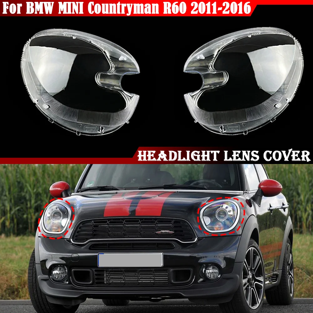 For BMW MINI Countryman R60 2011 2012 2013 2014 2015 2016 Front Headlamp Housing Transparent Headlight Lens Cover Shade Shell