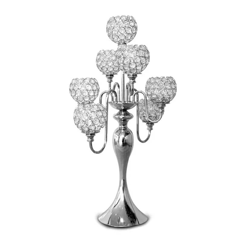 7 Candle Crystal Candelabra Candlestick Candle Holder Wedding Event Stand Centre De Table Mariage Home Decoration Ornament