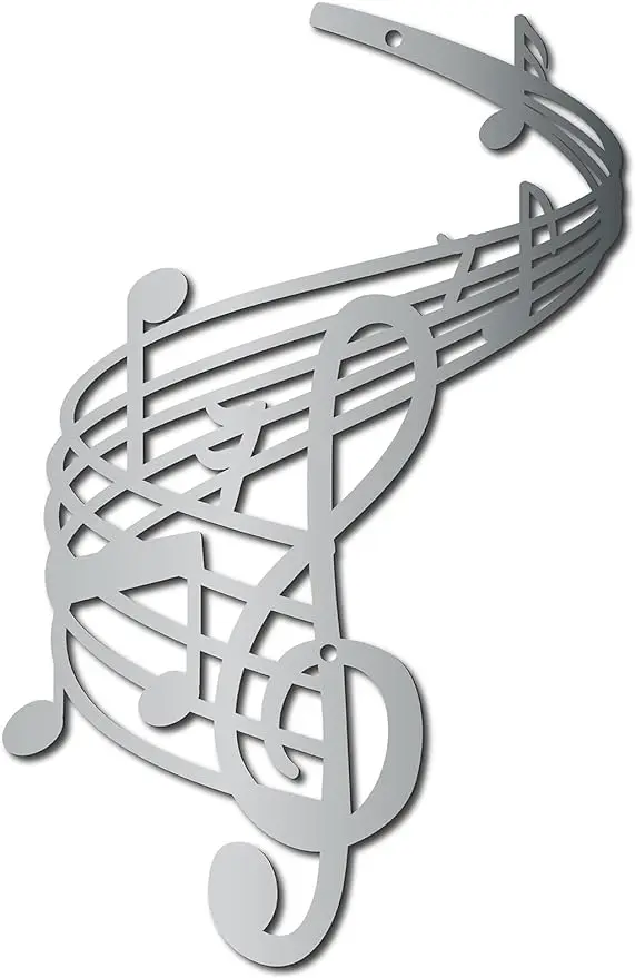 

1PC Music Notes Wall Art Metal Vintage Treble Clef Wall Decor Black Wall Signs Hanging Sculpture for Home Bedroom Kitchen Garden