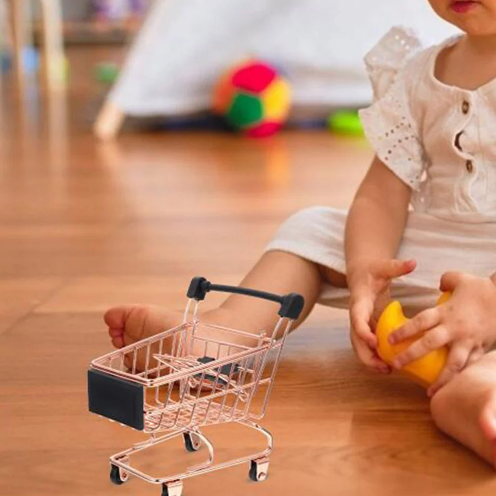 Mini Shopping Cart Kids Makeup Sponge Holder Grocery Toys for Toddlers 1-3 Children’s