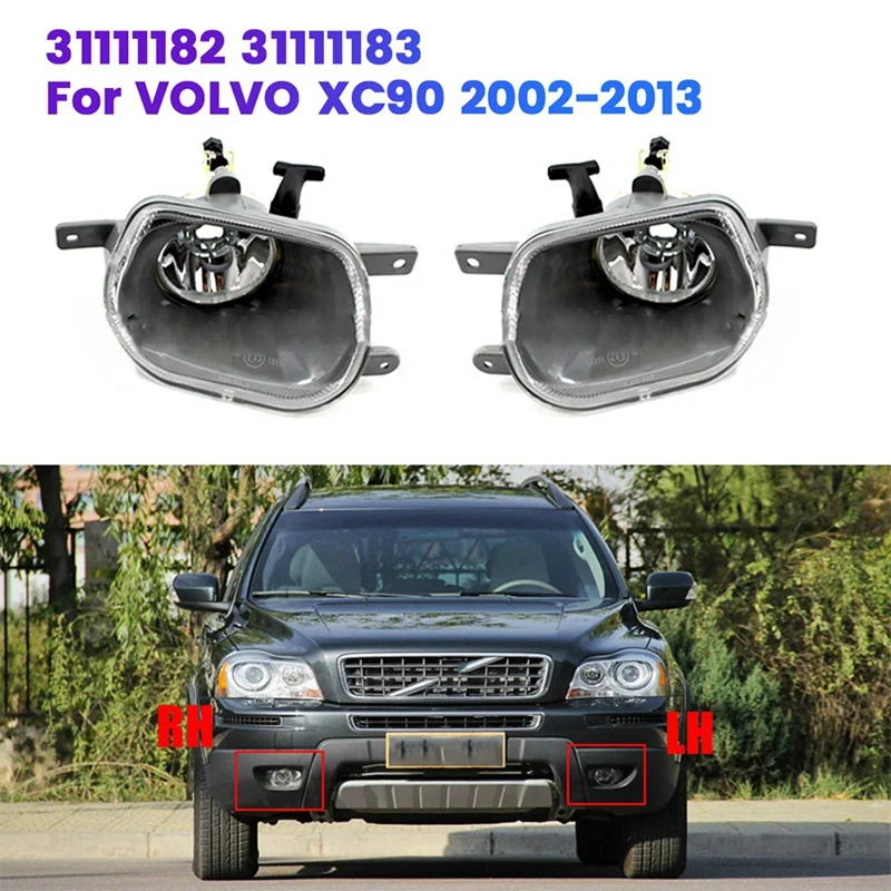 Car Front Headlights Fog Light Lamp 31111182 31111183 For VOLVO XC90 2002-2013 Driving Foglights Without Light Bulb