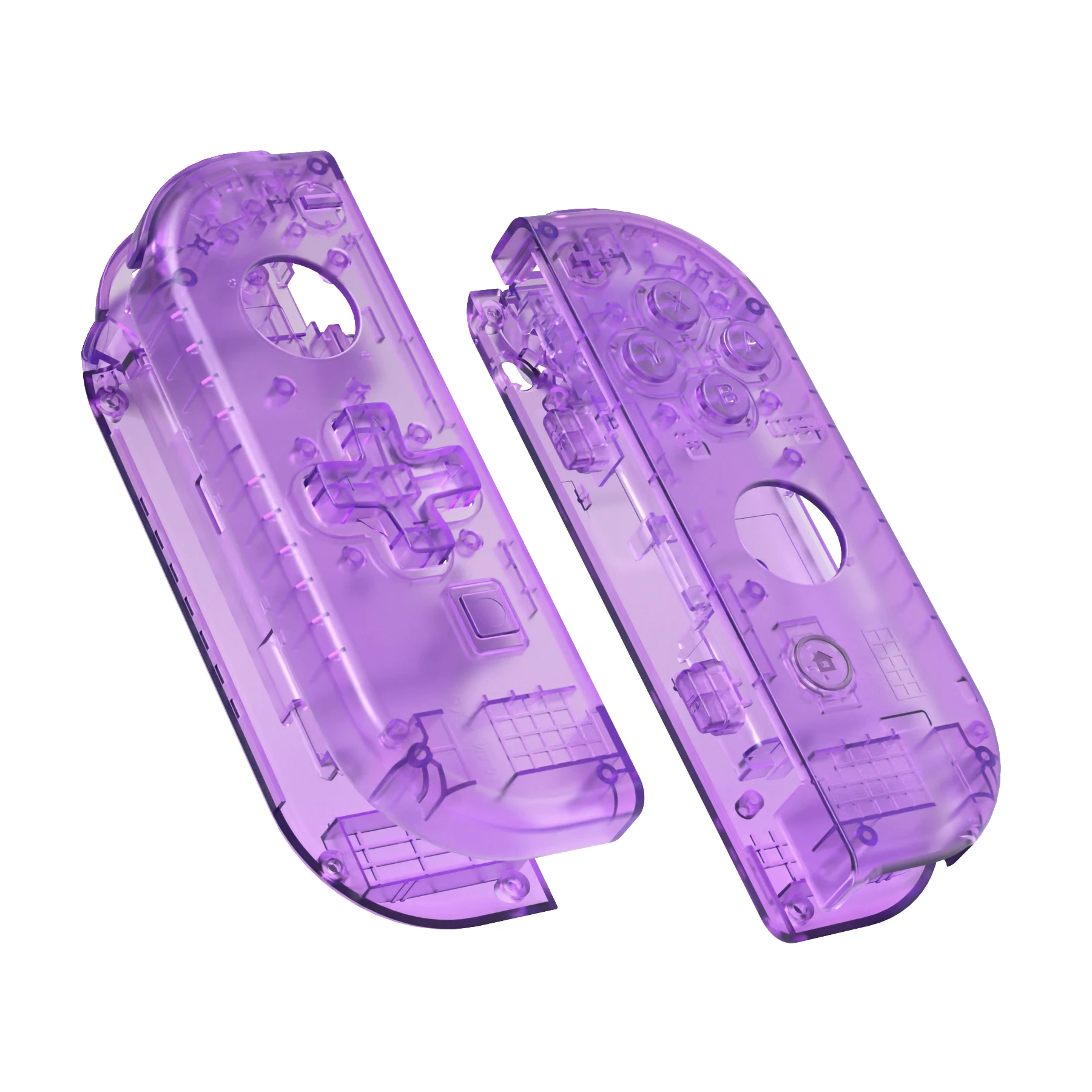 eXtremeRate Housing W/Full Set Buttons for Nintendo Switch JoyCon & OLED JoyCon - Clear Atomic Purple