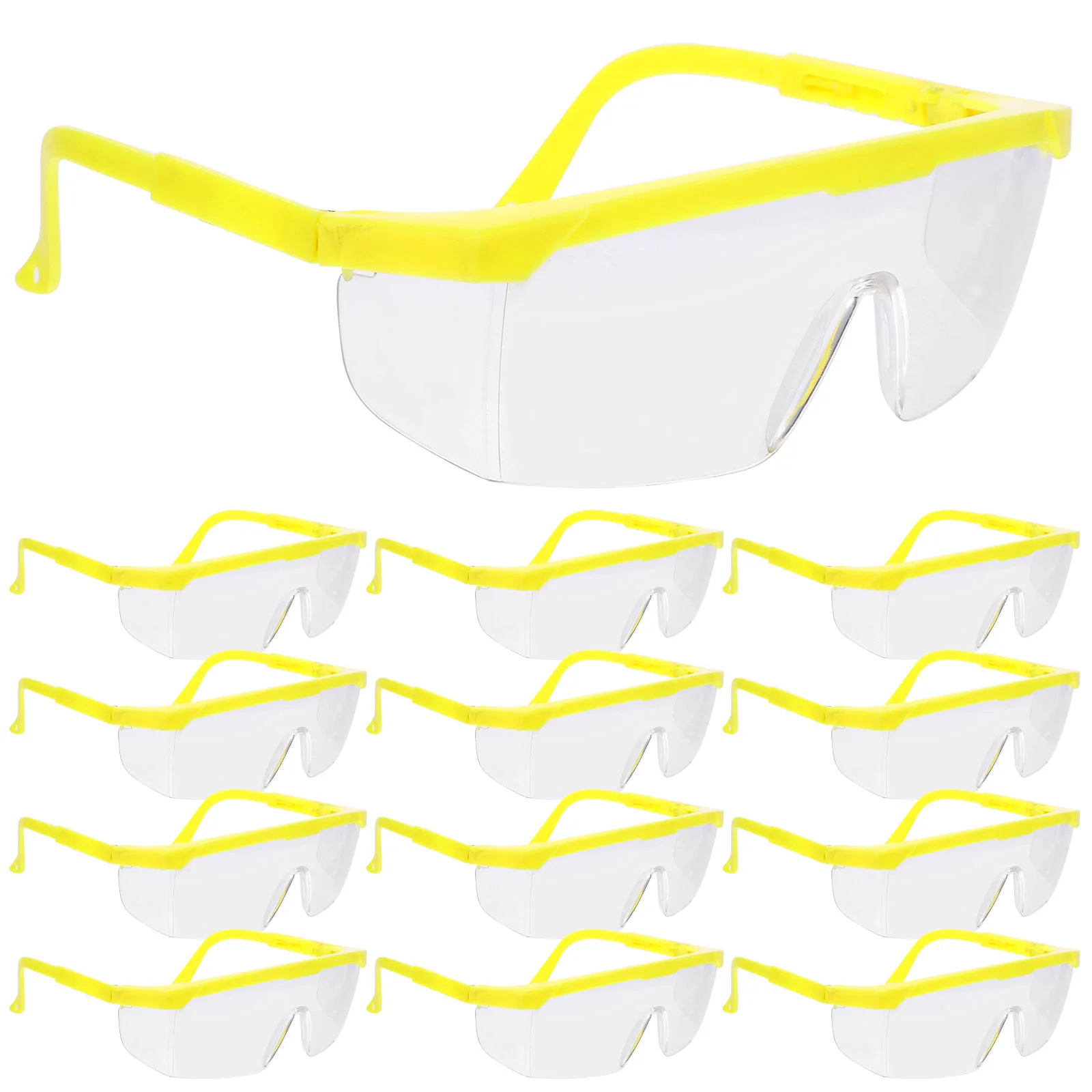 12pcs Eye Protective Glasses Practical Riding Eyewear Dust Wind Proof Goggles for Outdoor Outside (Yellow Frame and White Lens)