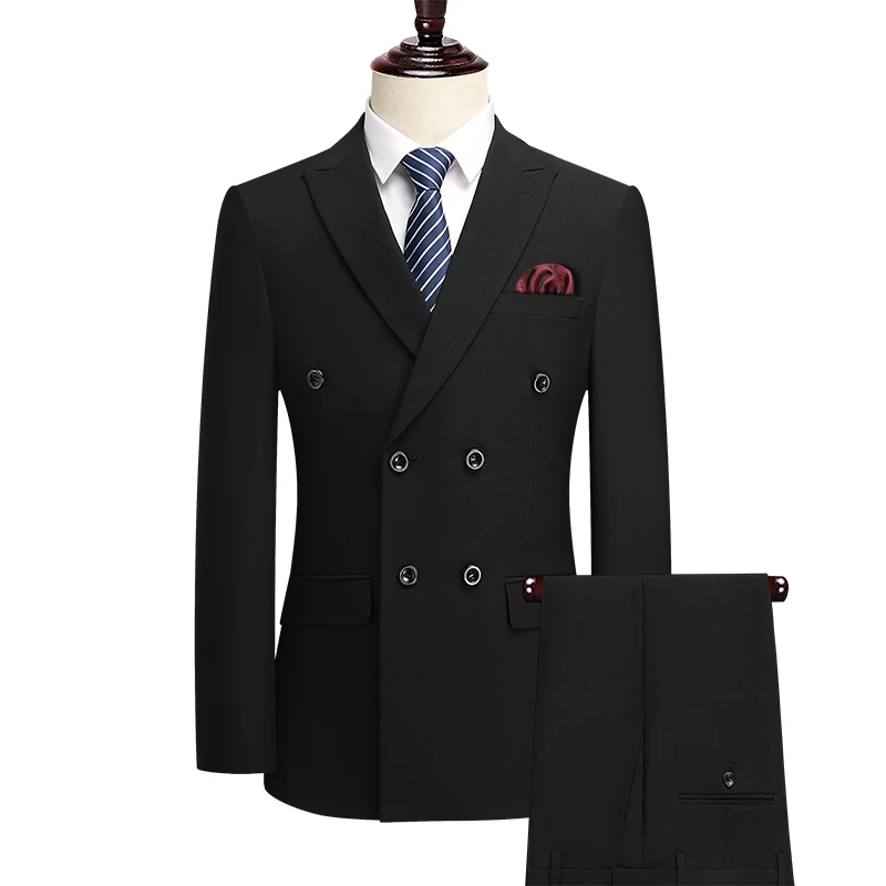 

High-quality men's fashionable, stylish, versatile and trendy business casual three-piece set with double-breasted buttons and a