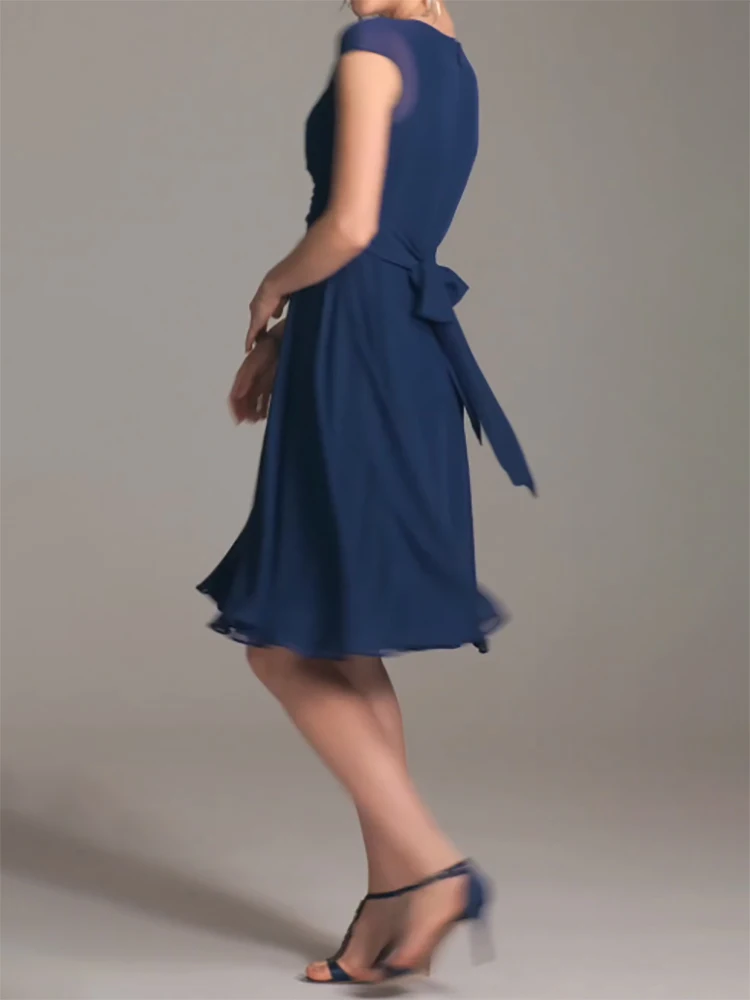 V-Neck Knee-Length Chiffon  A-line Cocktail Dress  Ruffle  Formal  Evening  Dresses Prom Gowns Customed