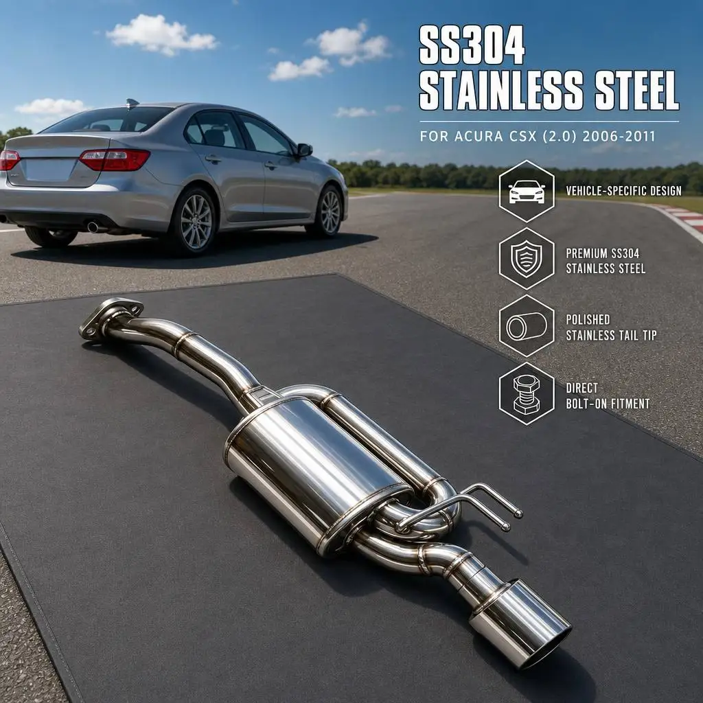 For Acura CSX ( 2.0) 2006-2011 SS304stainless Steel S-drum Exhaust, High-performance cat Back Exhaust