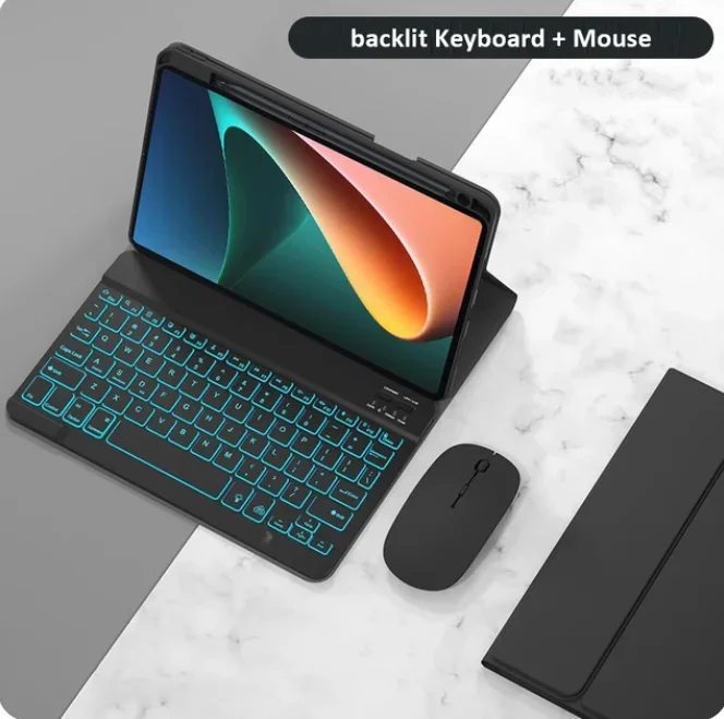 

7-color Backlit Keyboard for Xiaomi Pad 6 Mi Pad 6 Pro 2023 11 inch with Pen Holder Stand Spanish Russian Keyboard Cover Funda