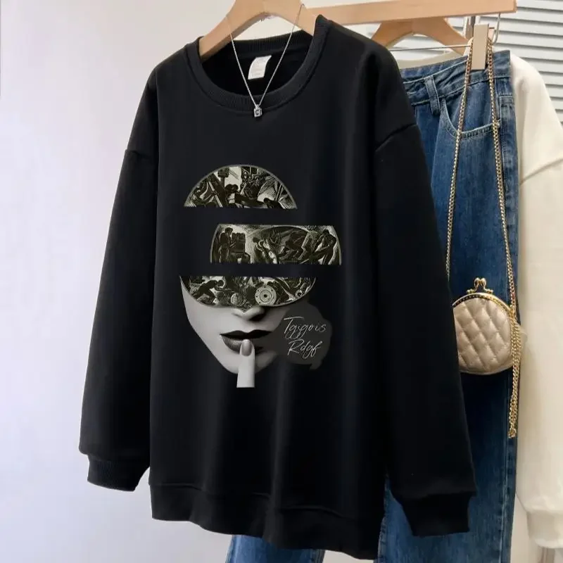 

Женский свитшот с круглым вырезом, длинным рукавом и графическим принтом