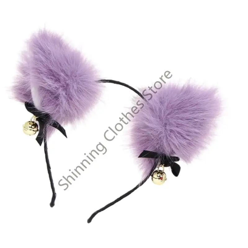 M68A Praktische Pluche Kattenoren Haarband Comfortabel Dagelijks Accessoire Voor Anime Liefhebbers Rollenspel Kostuum Haarstukje