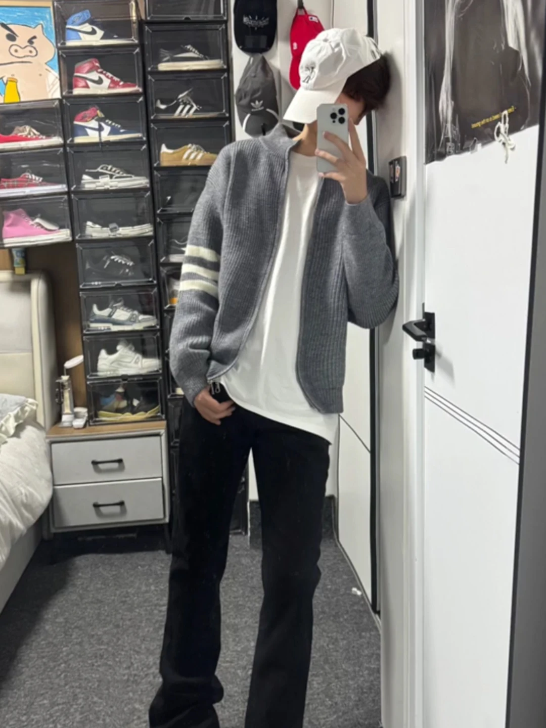 

ay Tee-Strip Knitted Jaet Men's Autumn Cleanfit Lazy Sle Open Cardigan Sweater High-End Knitwear Loose Fit Long Sve