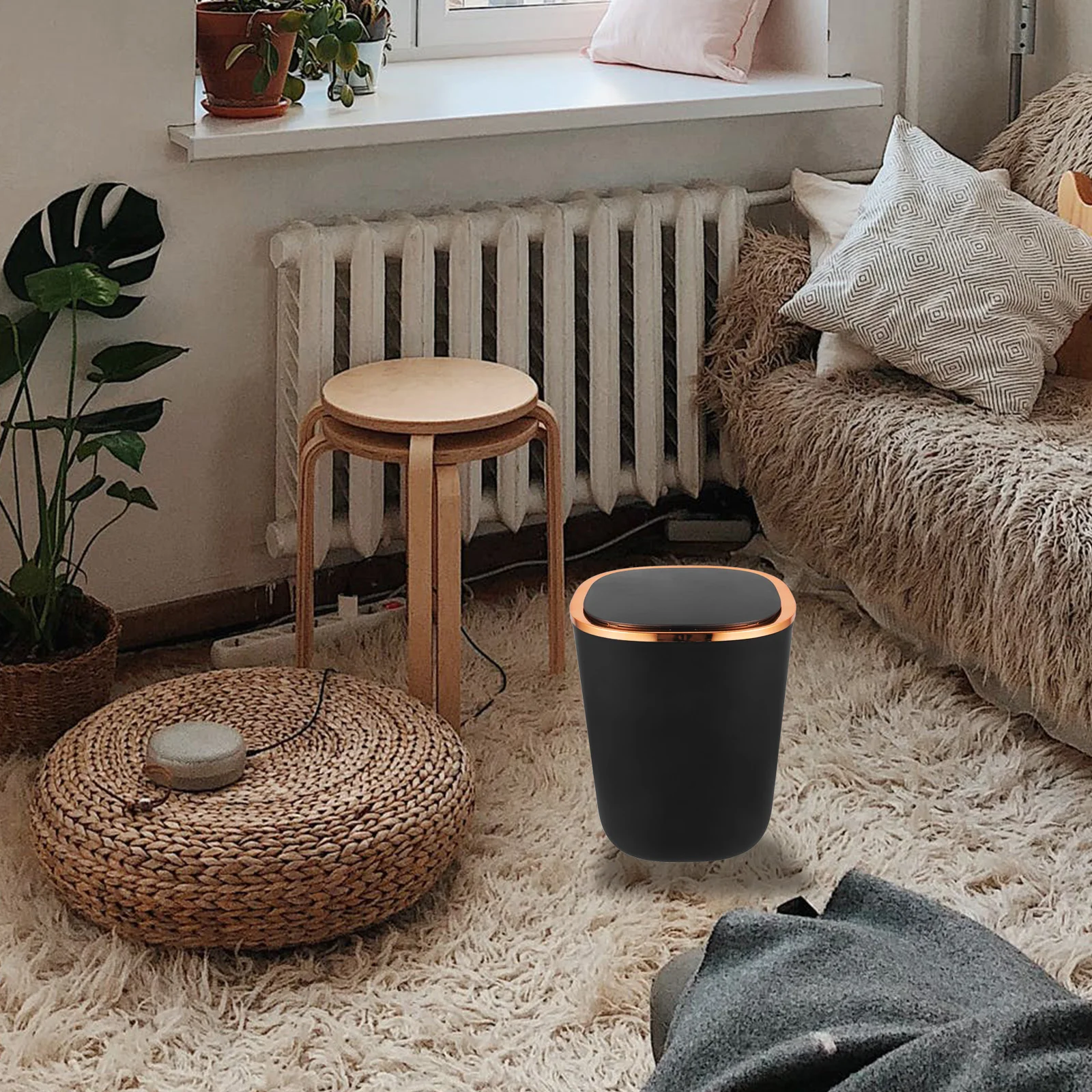 

Automatic Sensor Trash Can With Lid For Bathroom Kitchen Bedroom Motion Detection Garbage Can Touchless Waste Basket Indoor