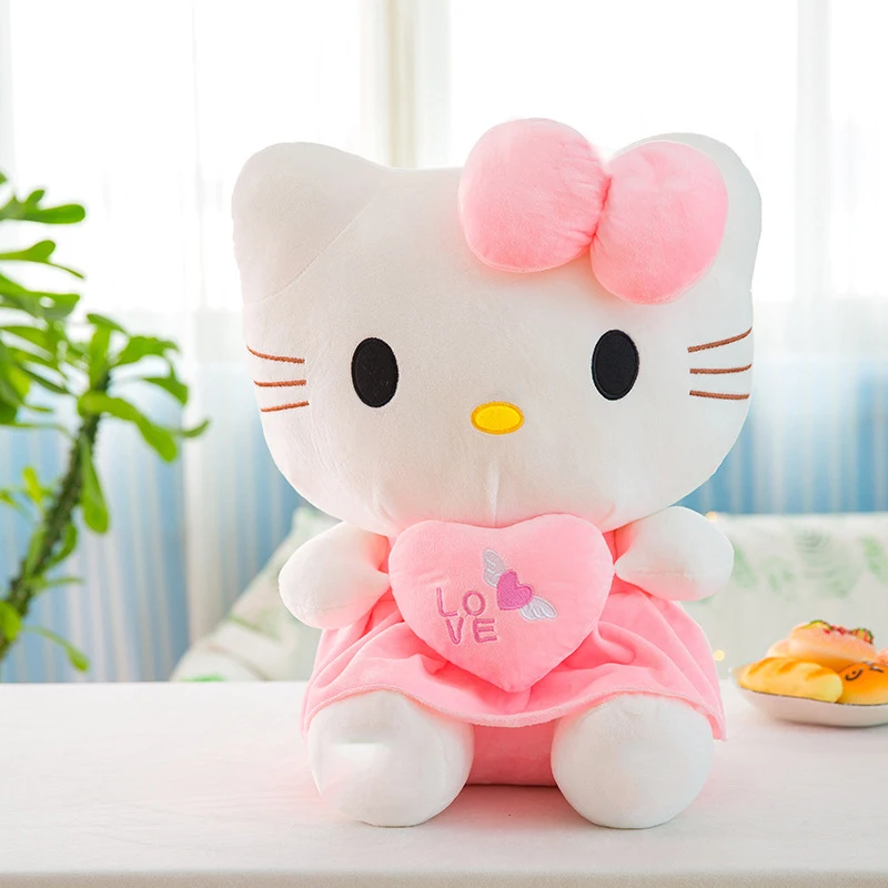 

@Hot Sanrio KT Cat Plush Toys Pillow Kawaii Anime KT Cat Plush Doll Soft Stuffed Cartoon Cute Pink Doll Birthday Gift For Girls