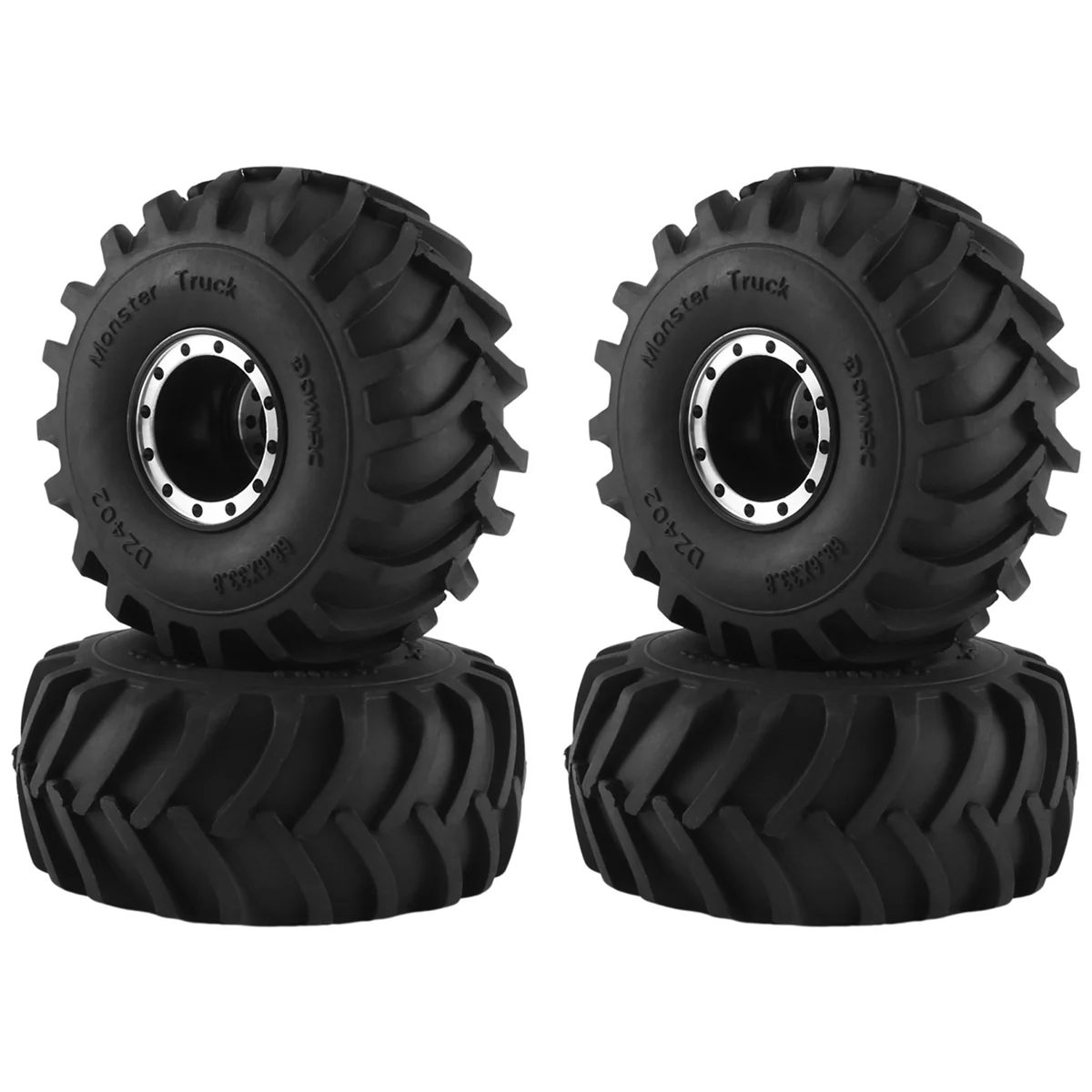 4Pcs 68X32Mm Big 1.0 Metal Wheel Rim Rubber Tire Tyre for 1/24 RC Crawler Car Axial SCX24 AX24 FMS FCX24 Upgrade Parts,1