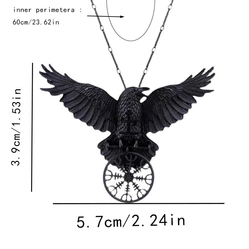 Vintage Goth Black Crow Pendant Neckalce For Women Men Viking Mystic Symbol Retro Hippie Unisex Necklace