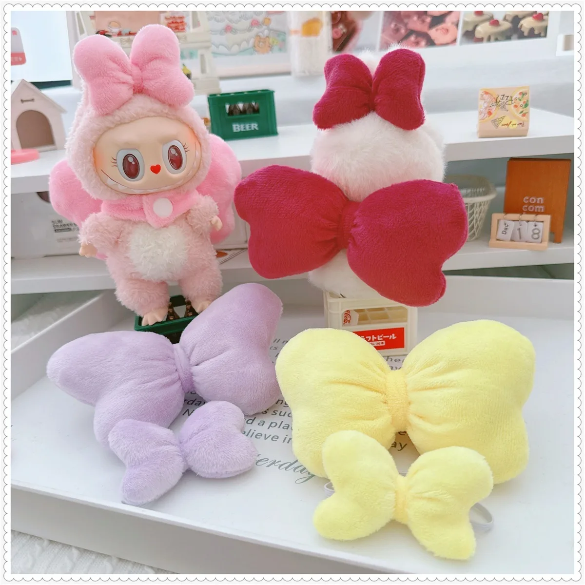 ชุดตุ๊กตาสำหรับตุ๊กตา Labubu ขนาด 17 ซม. ชุดกระต่ายขาว หมี ชุดจั๊มสูท โบว์ สำหรับตุ๊กตา Labubu V1 V1 V3 ชุดแต่งตัว ของขวัญสำหรับเด็ก