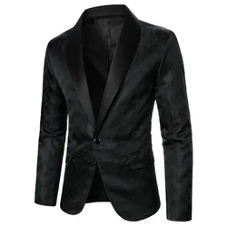 Blazer en tissu texturé pour hommes, manteau d'affaires de luxe, style décontracté, mode masculine, banquet imbibé, scène de mariage, performance de rue