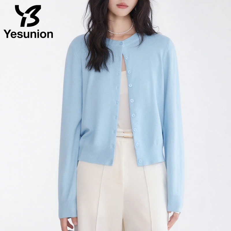 

YESUNION 2025 кардиганы, свитер, повседневный теплый осенне-зимний женский тонкий флисовый однобортный тонкий модный корейский трикотаж, топы