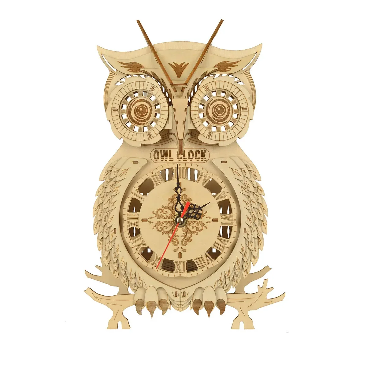 3D Wooden Puzzle Owl Clock Model Building Kits for Kids Adults Gifts Handmade DIY Assembly Toy