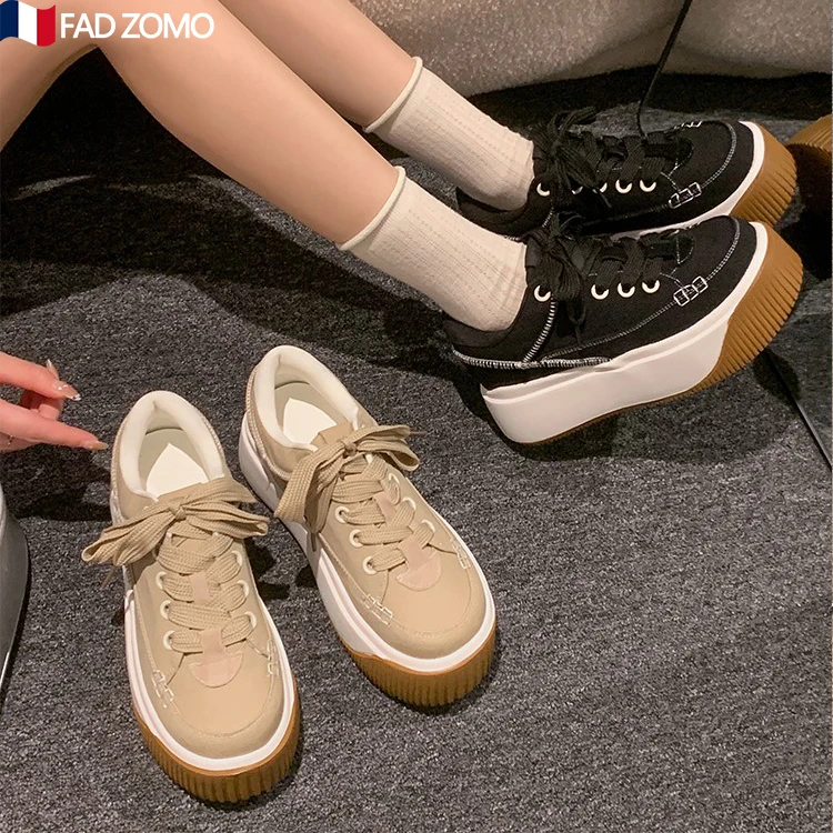 

FAD Z Women's Casual oes 2025 New Autumn Trendy Retro Faion Heightening Thi Bot Lightweight Board oes
