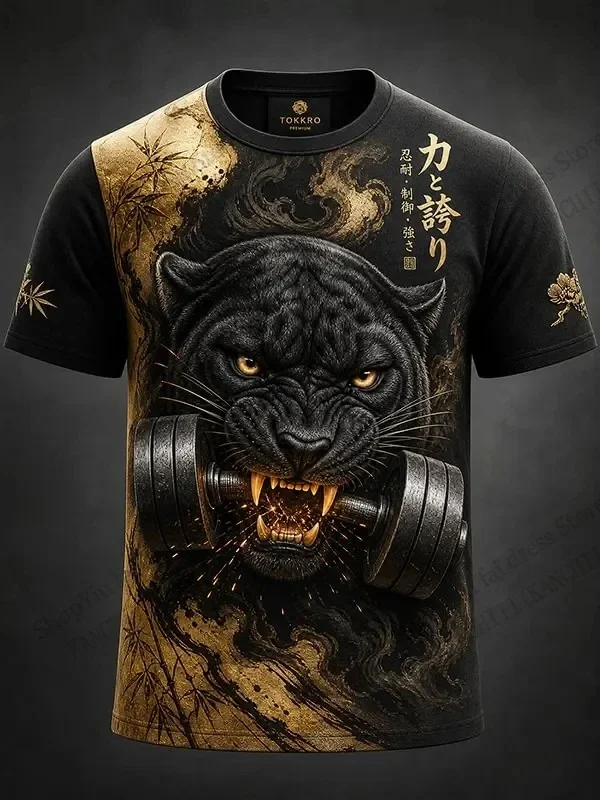 Fashion Men's Japanese Samurai Ronin Red Katana Sword 3D Print T‑Shirt Oriental Warrior Short Sleeve Street Casual Tee Tops