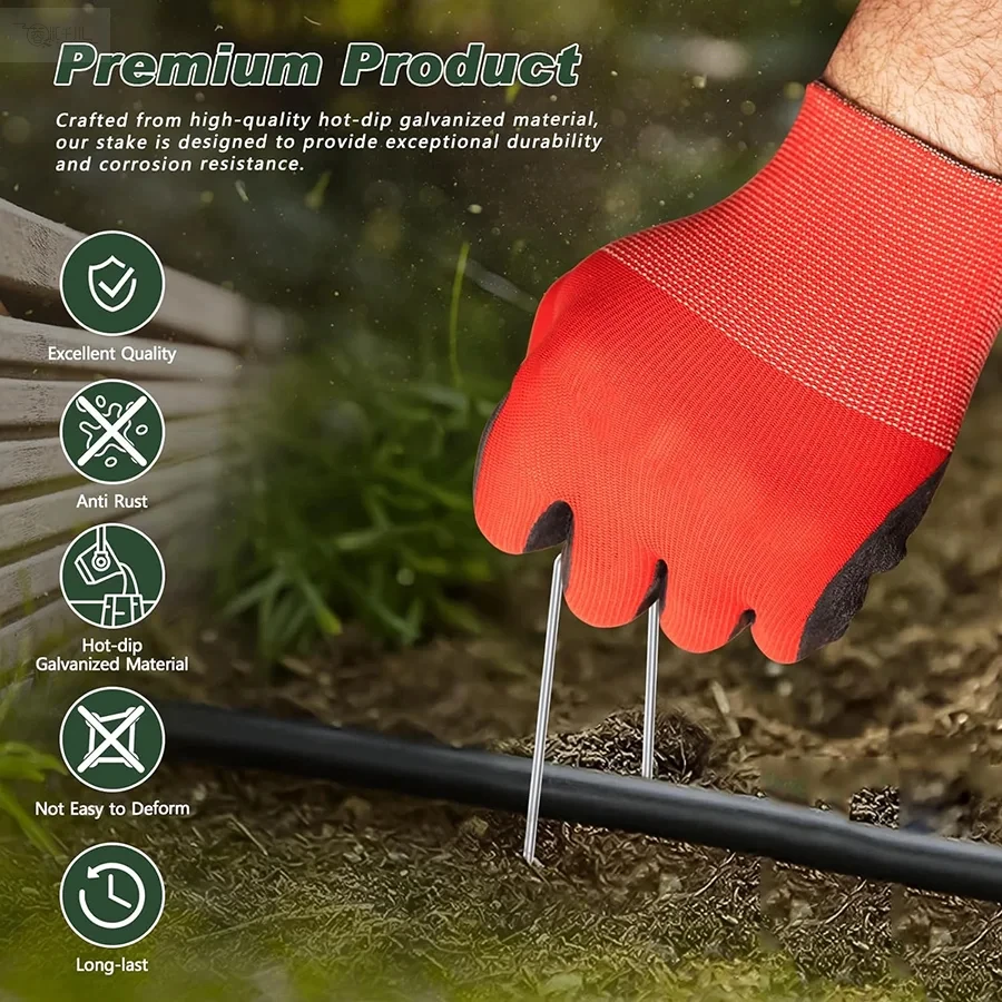 Garden Stakes Galvanized Landscape Staples,U-Type Turf Staples for Artificial Grass, Rust Proof Sod Pins Stakes Tent Peg Nails