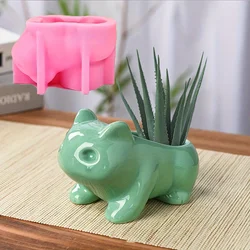 Cute little frog succulent plant flowerpot silicone mold unique vase mold resin mould cement concrete mold amimal Gypsum molds