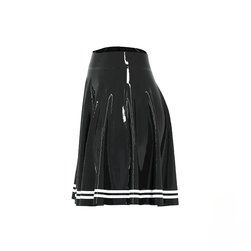 Customized Black Peach Custom Latex Jacket DE002 Latex Navy Skirt Cosplay Costume Anime Clothes