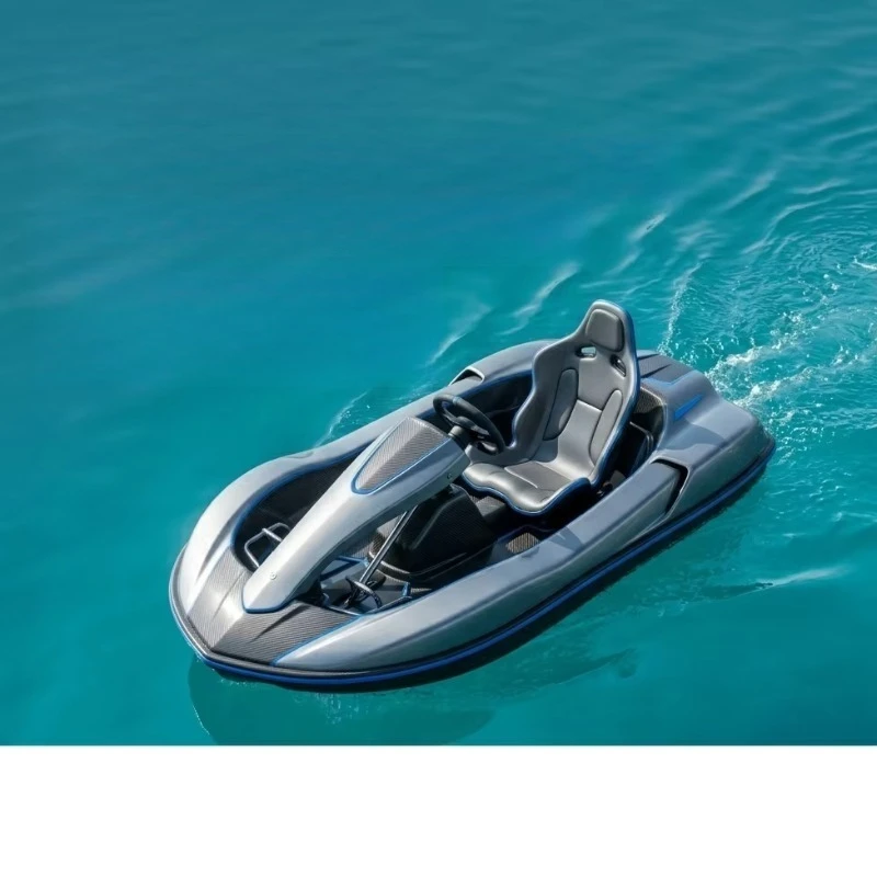 Free Electric Jet Kart Water Go Speed Boat Hydrodynamic Hull Racing Bucket Seat Metallic Grey Wheel Control Max Power