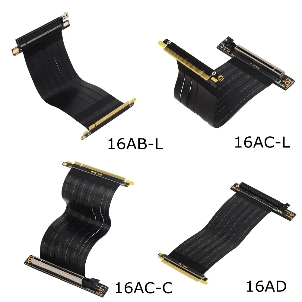 NEW PCIE 3.0 x16 Graphic Card Flexible Extension Cable PCI-E 16x Double Elbow 90 Degree Vertical Reverse Male/Female Angle Riser