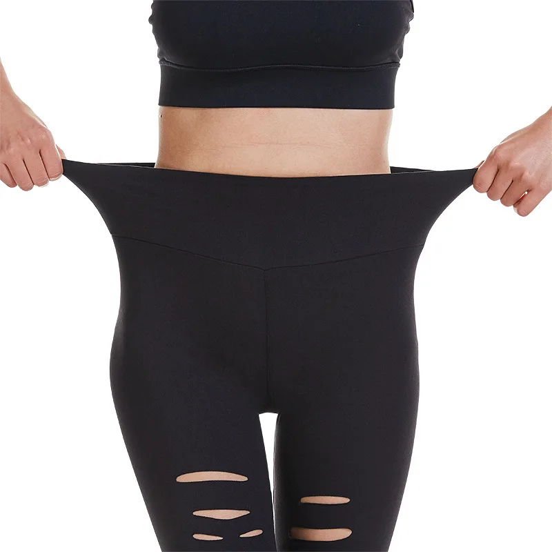 1 Stück Damen hose Loch brechen Stil Leggings Sports trumpf hose Frau hoch taillierte Hüfte heben Frauen Körperform ung Yoga hosen