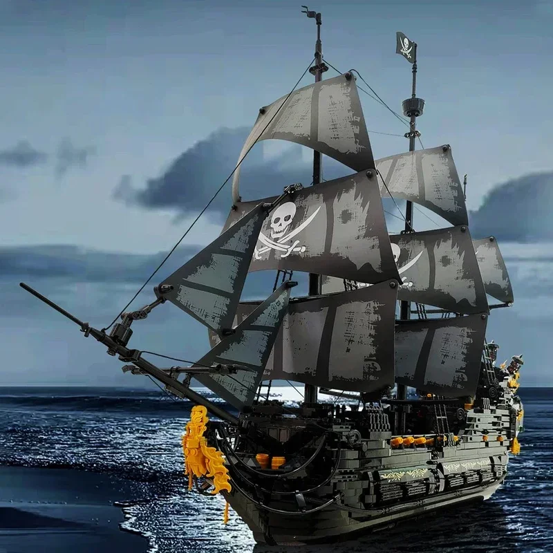 Black Pearl Pirate Ship Model Building Blocks Medieval Movie Skeleton Adventure Boat Assembly Bricks Toys For Boy Birthday Gifts