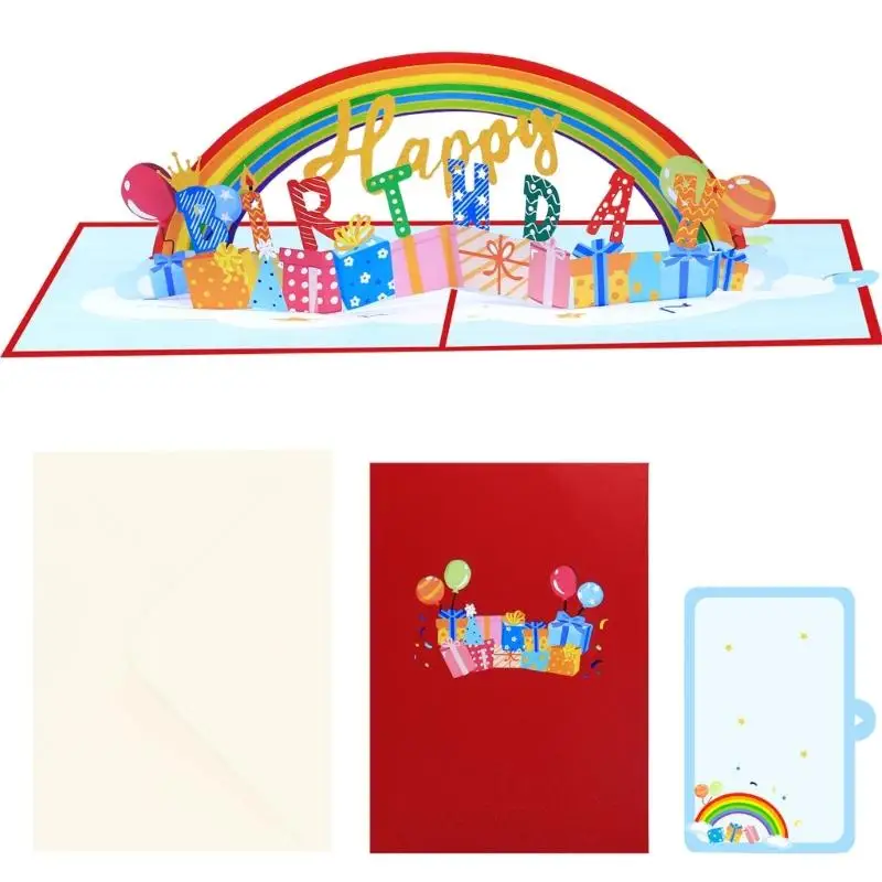 

E8BD Spectrum Burst Up Birthday Card With Stratified Papercraft And Additional Quality Cardstock For Individualized Longings