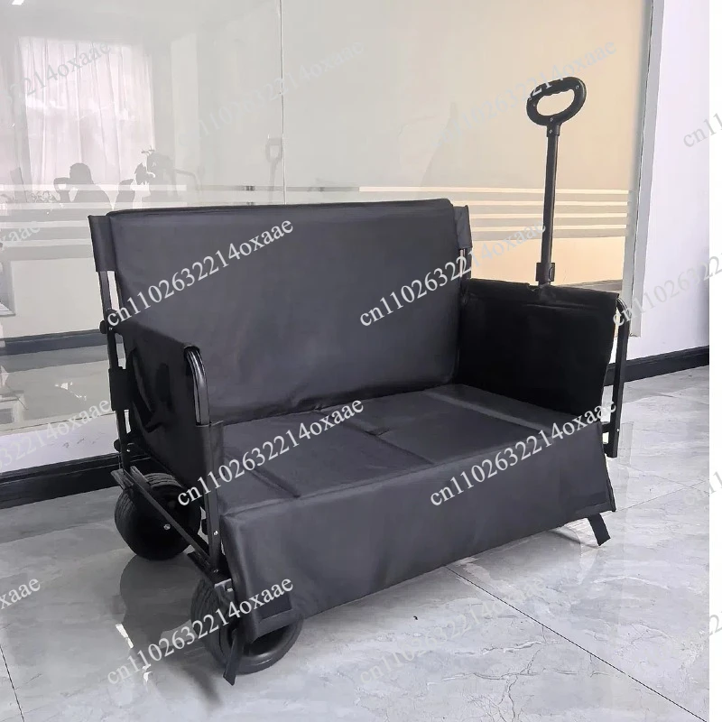 Outdoor Camper Camping Cart Portable Picnic Trolley Small Trailer Camping Stall Folding Trolley