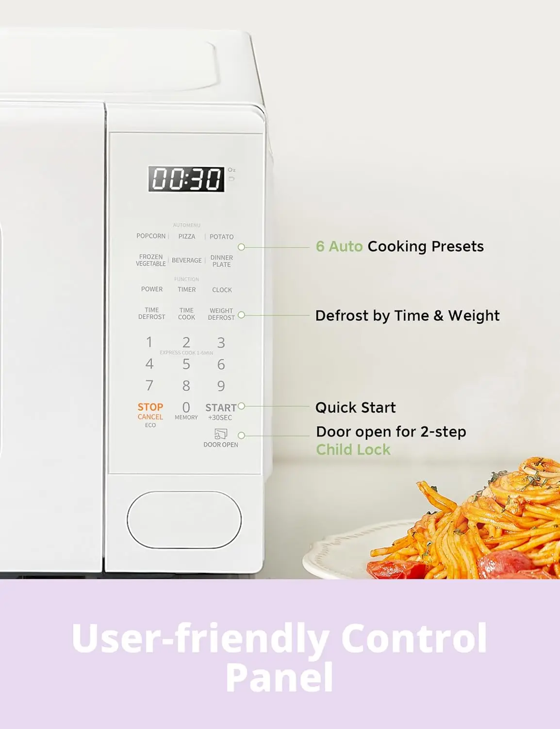 ميكروويف كومفي CMO-C20M1WH ريترو مع 11 مستوى طاقة، طهي سريع متعدد المراحل، وظيفة إعادة ضبط القرص الدوار، مؤقت المطبخ، السرعة #3