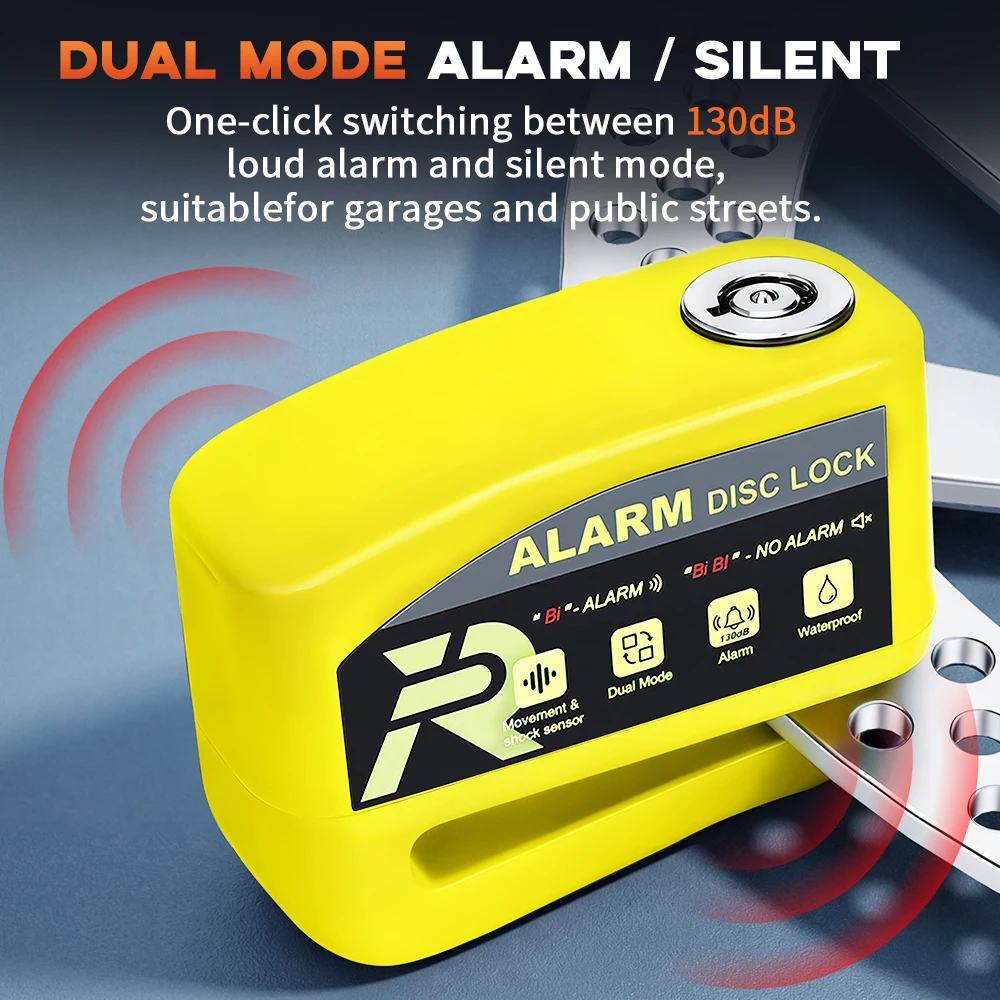 Extractme Motorcycle Disc Brake Lock 130dB Loud Anti Theft Alarm Padlock Aluminum Alloy Motorbike Scooter Bicycle Lock