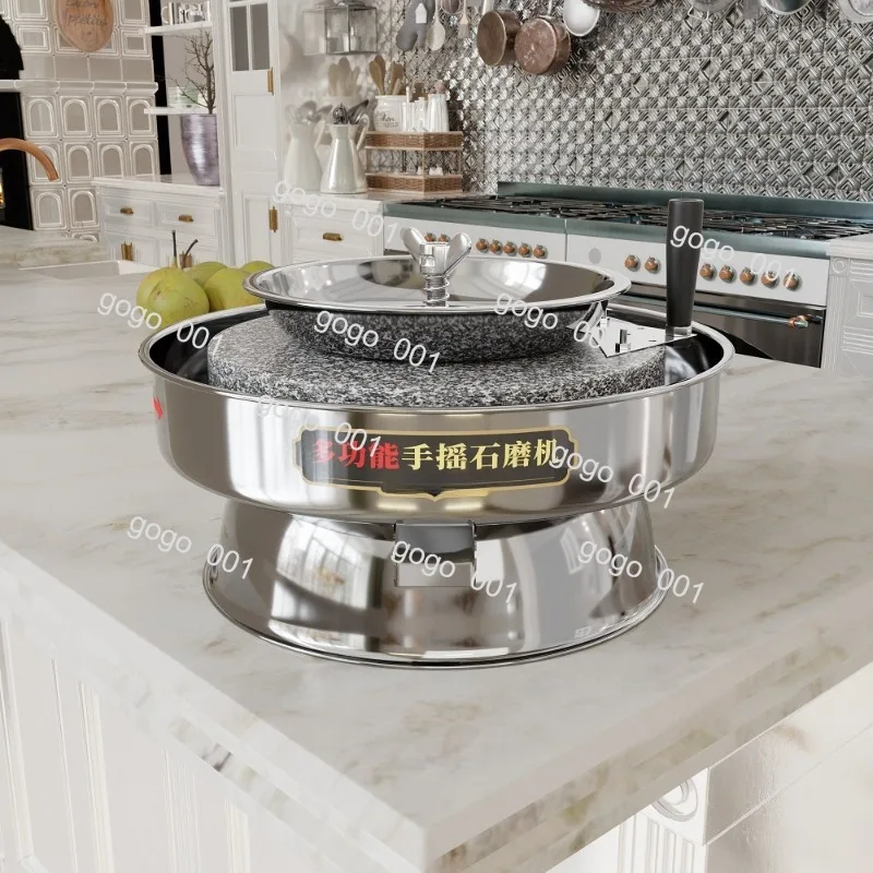 Small hand-cranked electric stone mill, natural granite grinding disc, wet and dry use