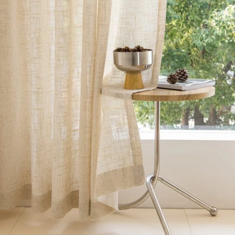 

Прозрачные шторы из искусственного льна для спальни, рассеивающие свет, тюлевые занавески для обеспечения конфиденциальности, домашний декор