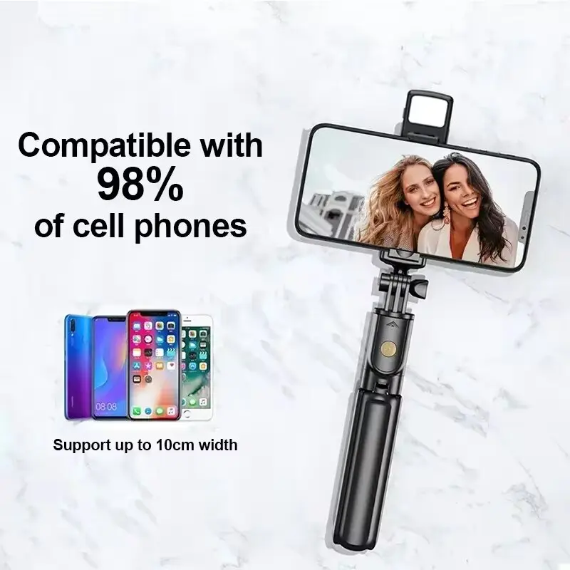 2024 Wireless selfie stick tripod with light Bluetooth remote control telescopic suitable for mobile phone Douyin live broadcast