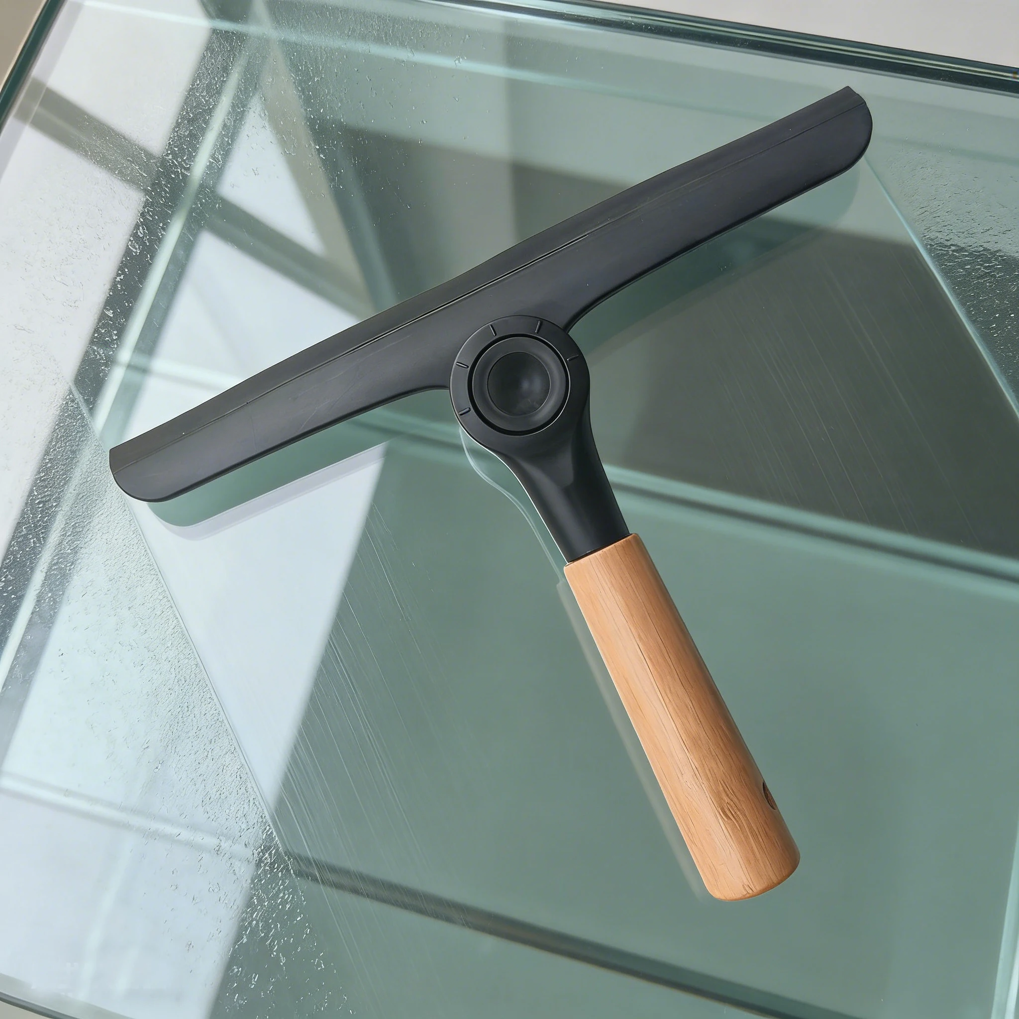 Rotatable Shower Squeegee Silicone Blade Bamboo Handle Glass Cleaning Bathroom Shower Window Glass Scraper - view 6