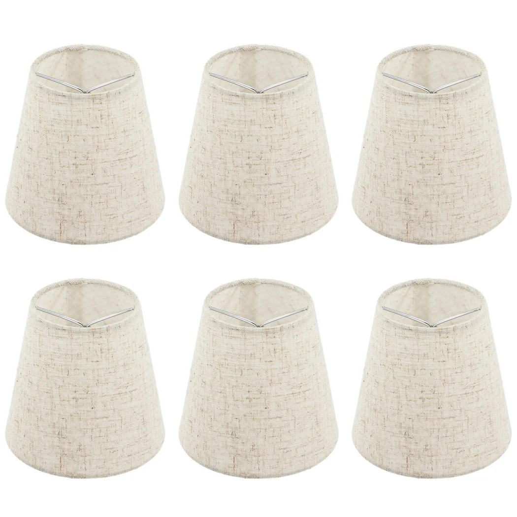 6Pcs Fabric Lamp Shade Clip-on Fabric Lamp Shade Traditional Chandelier Candle Bulb Lampshade Linen Fabric Elegant Lampshade